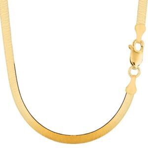 14k Solid Gold Herringbone Necklace | Real Gold Herringbone Necklace | 16 inches